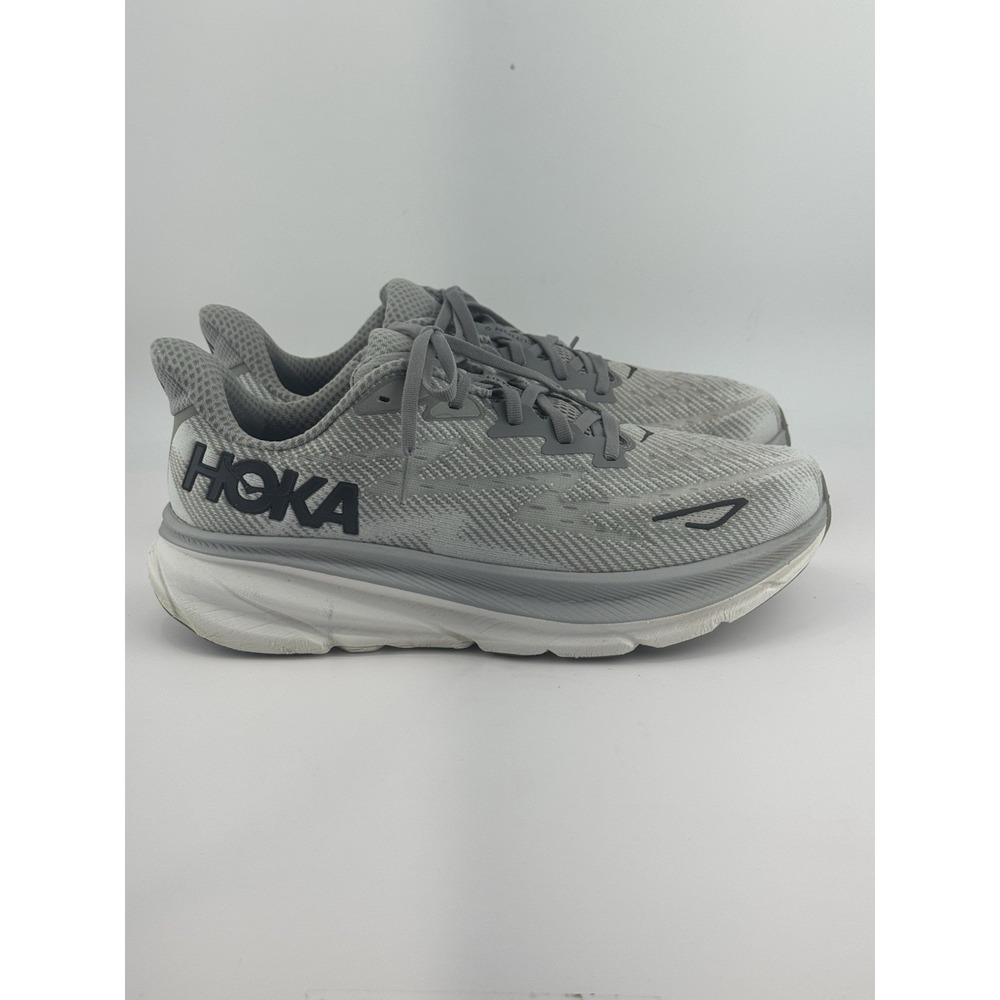 Hoka One One Clifton 9 Gray Running Cushioned Mesh Sneakers Men's Size 9.5 D